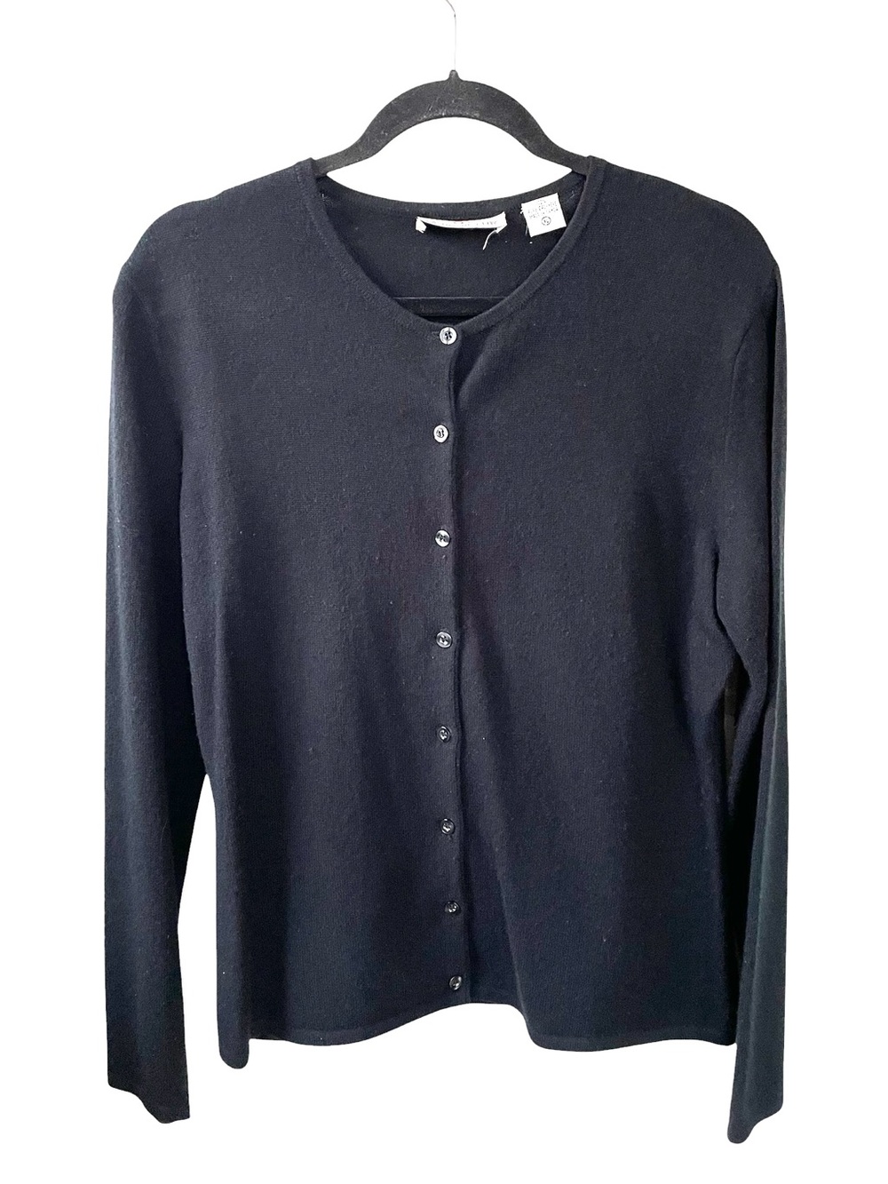 CASHMERE ELITE Women's Cashmere Button-Front Knit Cardigan Sweater Black L